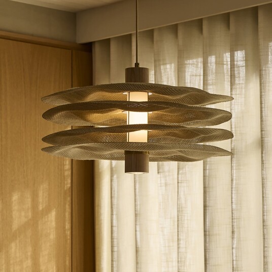 Pendellampe MARKET SET Rivage Beige Spisestue Stoff / Tekstil Design 32.5 Beige