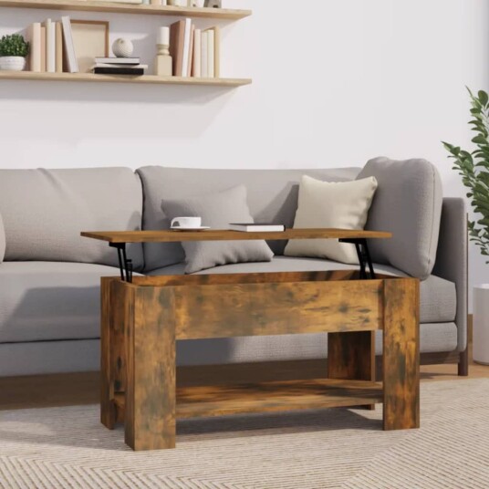 vidaXL Salongbord røkt eik 101x49x52 cm konstruert tre