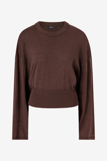 Gina Tricot Topp Metallic Knitted Top Brun