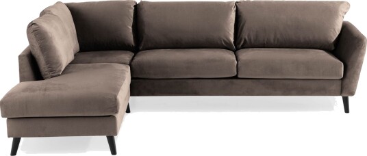 Trend 4 seters Venstrevendt L formet Sjeselongsofa i Fløyel Brun