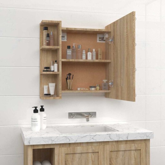 vidaXL Speilskap med LED sonoma eik 70x16,5x60 cm