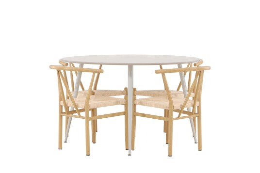 Venture Home Plaza Spisegruppe 120 cm Rund med 4 Alfons stoler Beige/Beige
