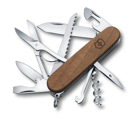 Victorinox Huntsman Wood Multiverktøyskniv med 13 Verktøy - Valnøtttre Victorinox Huntsman Wood Multiverktøyskniv med 13 Verktøy - Valnøtttre