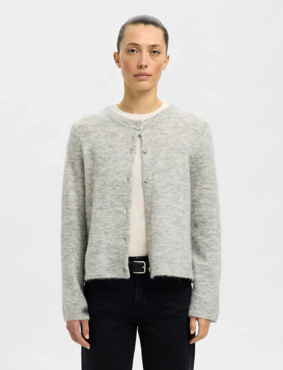 Selected Slflulu New Ls Knit Cardigan Noos - Grey - XXL