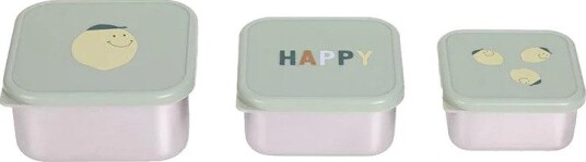 Lssig Happy Fruits Snackboks - Rustfritt Stål, Sitron - 3 stk.