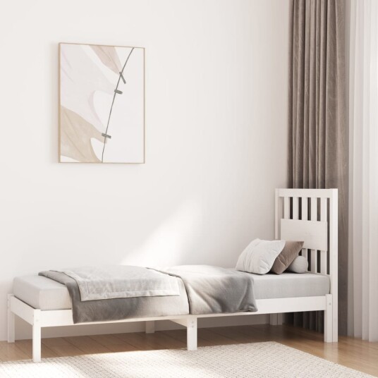 vidaXL Sengeramme hvit heltre furu 75x190 cm 2FT6 Small Single