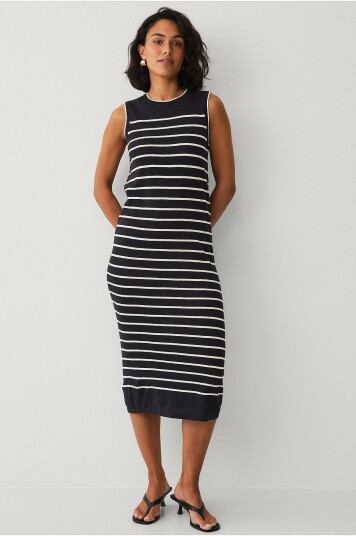 Selected FEMME - Kjole slfEsther SL Knit Contrast Dress - Svart