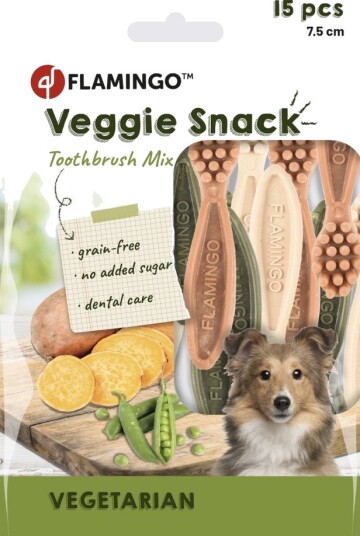 Flamingo Veggie Tannbørsteblanding Sparepakke 30 Stk 7.5 cm 2 X 120 G