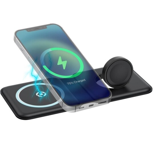 Celly MAGFOLD2IN1 2-i-1 MagSafe Vikbar trådlös laddare