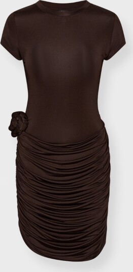 ROTATE Birger Christensen Draped Mini Dress Brown 40