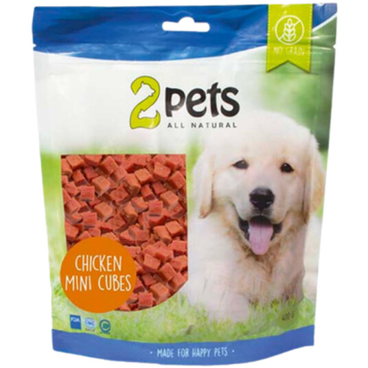 2 Pets MiniCubes Kylling 400 g - Naturlige hundegodbiter uten korn