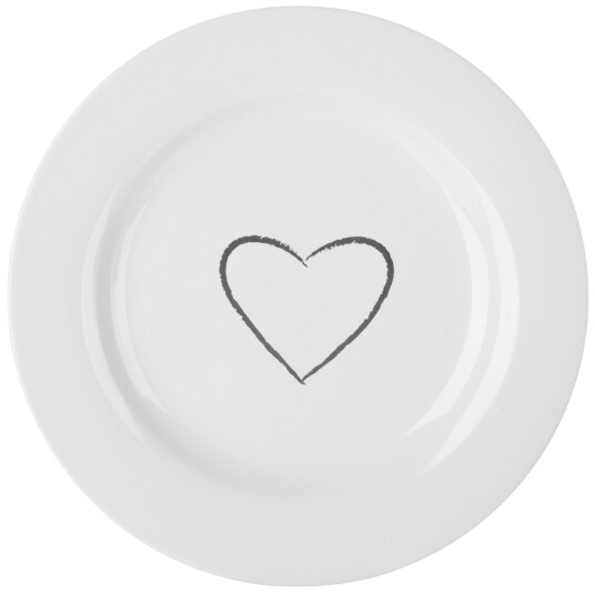 6 stk Tallerken frokost Madame m/hjertedekor Ø:22,8 cm