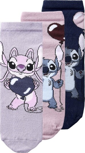 Name It Sokker - 3-pack - NmfOdassa - Lavender Grå - Name It - 22/24 - Sokker Lilla Marineblå Rosa