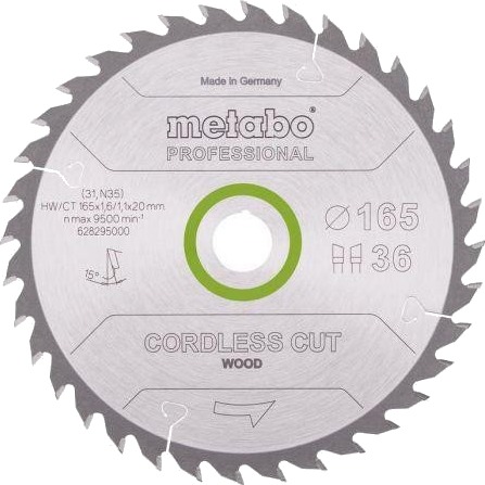 Metabo 628295000 Sirkelsagblad for tre - 165x20mm, 36 tenner Metabo 628295000 Sirkelsagblad for tre - 165x20mm, 36 tenner