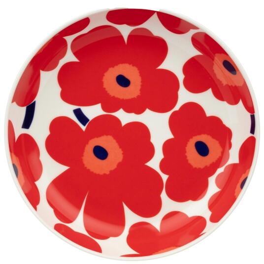 Unikko/Oiva Dyp Tallerken 20,5 cm Hvit / Blå / Rød Unikko/Oiva Dyp Tallerken 20,5 cm Hvit / Blå / Rød