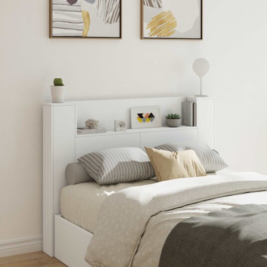 Hodegavlskap med LED Hvit 140 x 16,5 x 103,5 cm Konstruert tre