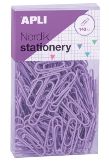 Apli Round paper clips APLI Nordik 28 mm 140 pcs box with a pendant mix of pastel colors