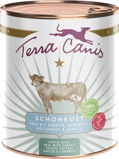 Terra Canis Våtfôr First Aid Skånsom Kost Kalv Med Gulrot Potet Cottage Cheese & Kamille 6 X 800 G