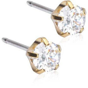 Blomdahl Golden Titanium Tiffany Precious CZ White 5 mm