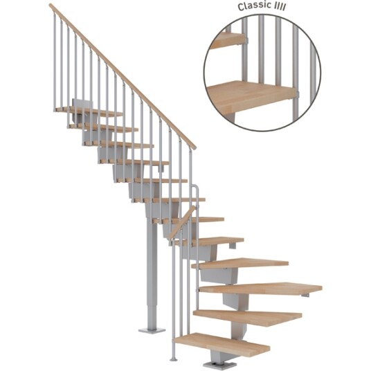 Dolle Dubai L trapp I Pearl Grey  classic Iiii oljeret Bøk 80 11   Loddret Høyde 204 252cm