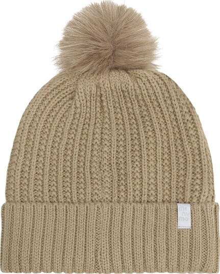 Minymo Hat W. Detachable Fake Fur Beige 48