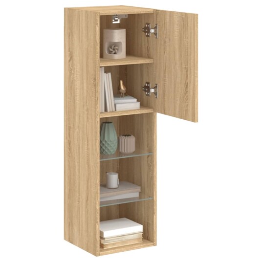 vidaXL TV-benker med LED-lys 2 stk sonoma eik 30,5x30x102 cm 8721012256040
