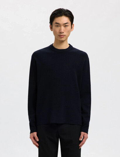 Selected Slhteller Fn Relaxed Crew Neck Noos - Navy - M Selected Slhteller Fn Relaxed Crew Neck Noos - Navy - M