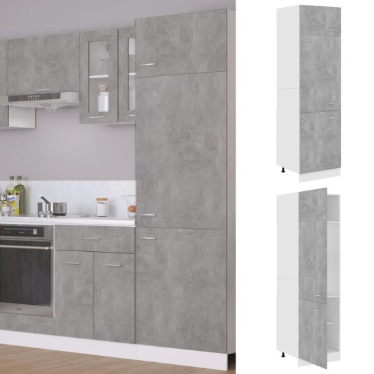 vidaXL Skap for kj?kkenskap betonggr? 60x57x207 cm sponplate