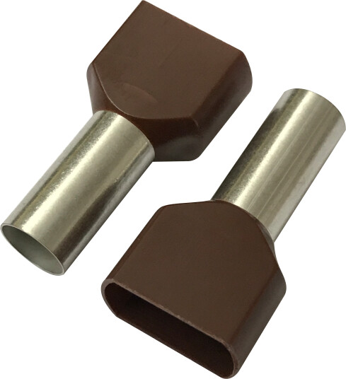 Isolert dobbel endehylse 2x10mm² / 14mm, brun Isolert dobbel endehylse 2x10mm² / 14mm, brun