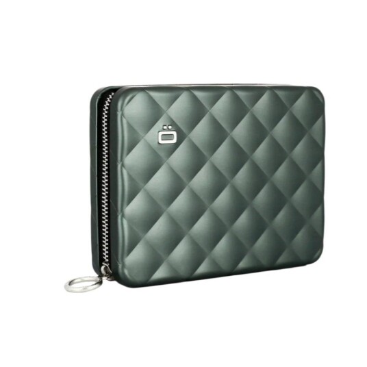 Ögon Designs - Quilted Aluminium zipper lommebok/mini clutch Platinium