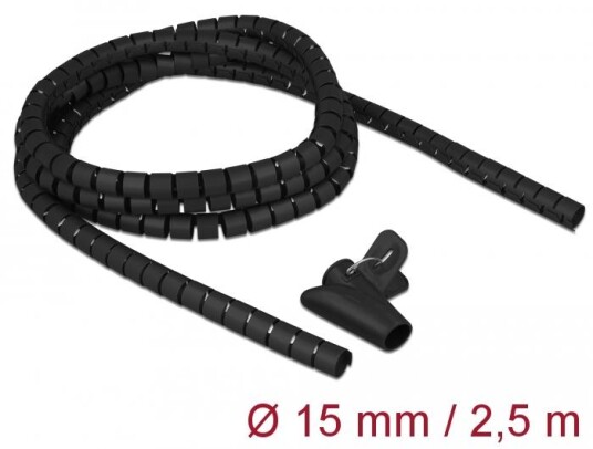 DELOCK Spiral Hose with Pull-in Tool 2.5 m x 15 mm black DELOCK Spiral Hose with Pull-in Tool 2.5 m x 15 mm black