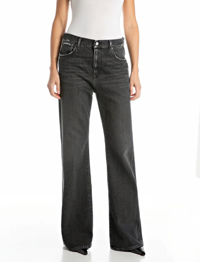 Replay Becka Trousers Mid Waist Flared Original - Grey - 29 x 34 Replay Becka Trousers Mid Waist Flared Original - Grey - 29 x 34