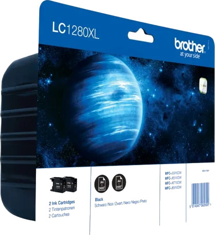 Brother LC1280XLBKBP2 svart blister blekkpatron original 2 pk LC 1280XLBKBP2