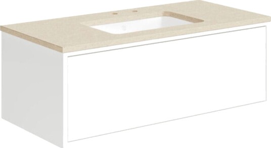 Gustavsberg Ducentic Servantskap med Benkeplate Hvit / 100cm Beige Royal 2 Hull for Kran