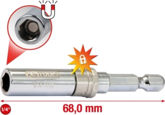 Ks Tools 1/4" Auto-Slimlock Hurtigveksel Bitholder 65 mm
