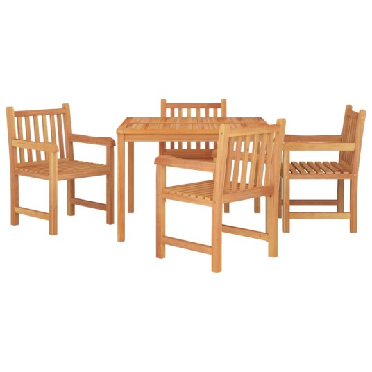 vidaXL Hagespisegruppe 5 deler heltre teak