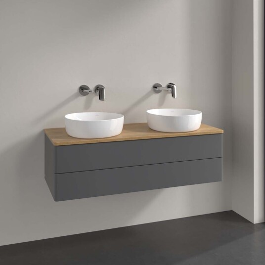 Villeroy & Boch Antao Servantskap med 2 skuffer 120x50x36 cm m/lys Antrasitt/Eik Villeroy & Boch Antao Servantskap med 2 skuffer 120x50x36 cm m/lys Antrasitt/Eik