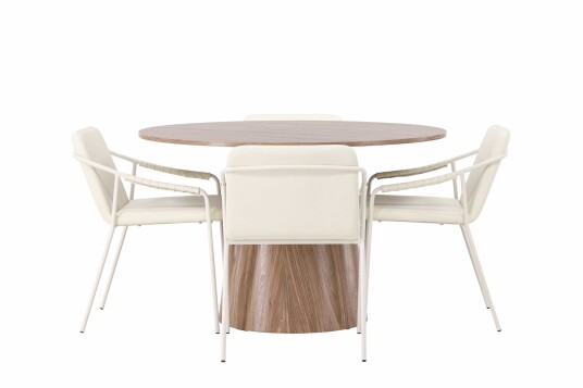 Venture Design Lanzo & Tvist spisegruppe Beige/natur 4 stoler & bord 120 cm