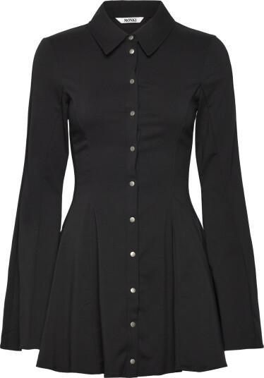 Monki Flouncy Mini Shirt Dress Black 36