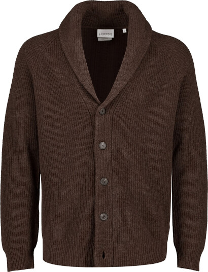 Lindbergh Lambswool Shawlcollar Cardigan - Brown - S