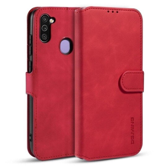DG. Ming Samsung Galaxy M11 DG.MING Retro Skinndeksel med Lommebok - Rød DG. Ming Samsung Galaxy M11 DG.MING Retro Skinndeksel med Lommebok - Rød