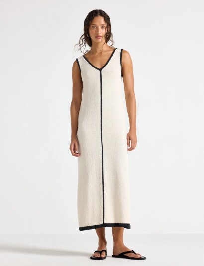 Lindex Knitted Midi Dress Beige M Lindex Knitted Midi Dress Beige M