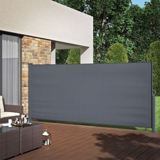 Uttrekkbar sidemarkise levegg grå 200 cm x 300 cm