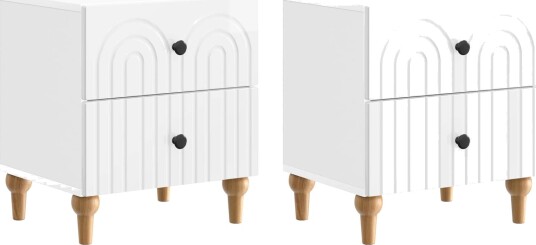  Nattbordskap med skuff 2 pcs Høgglans hvit 43 x 34,5 x 48 cm