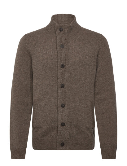 Barbour Barbour Essent Patch Zip Through Knitted Jumper - Brown - XXL