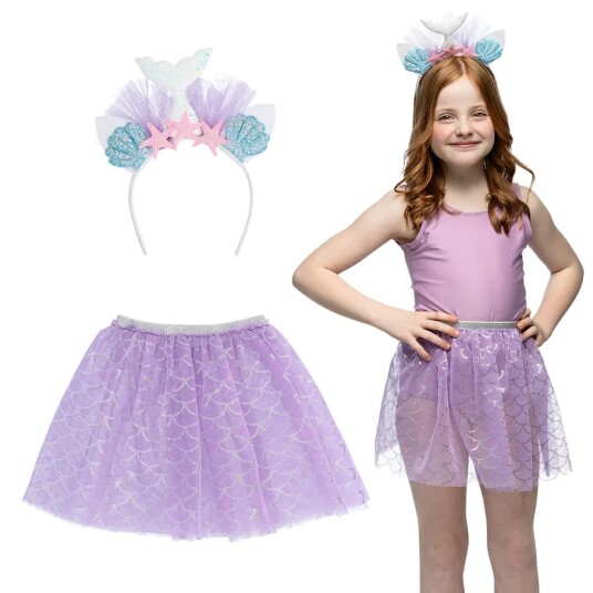 IPK Mermaid Accessory Set For Children, Headband And Skirt - Purple - 0