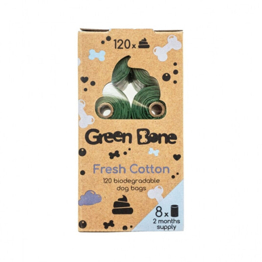 Green Bone Biologisk Nedbrytbare Hundeposer Fresh Cotton 120-pakke Green Bone Biologisk Nedbrytbare Hundeposer Fresh Cotton 120-pakke