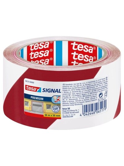 tesa Signal Premium Warning marking tape 66m x 50mm Rød-Hvit