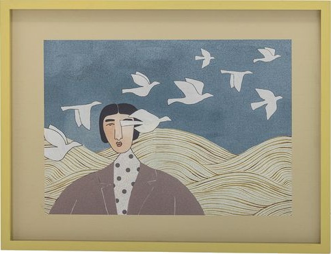 Bloomingville Flyvielle Illustration W/ Frame Yellow 62X47X2.5CM Bloomingville Flyvielle Illustration W/ Frame Yellow 62X47X2.5CM