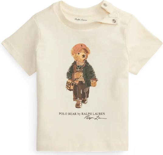 Ralph Lauren Baby Polo Bear Cotton Jersey Tee Cream 6 M